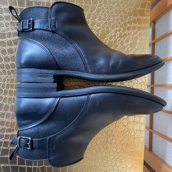 UGG Black Leather Demi Buckle Ankle Boot SZ 10 - Picture 7 of 15